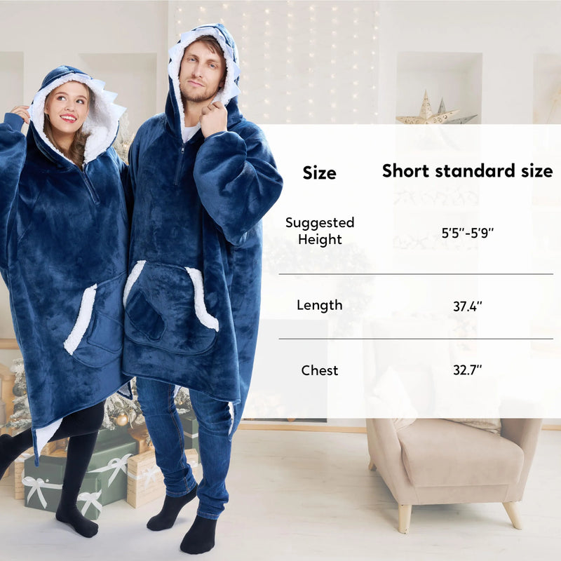 Adults Wearable Blanket Hoodie, Fleece Sherpa Pullover Hooded Blanket