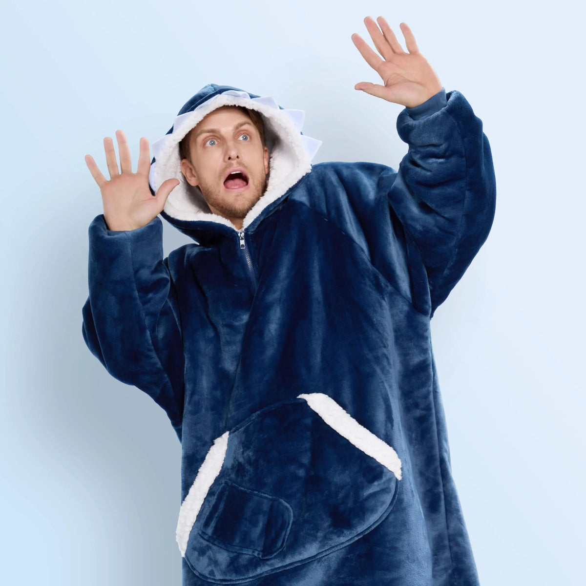 Adults Wearable Blanket Hoodie Fleece Sherpa Pullover Hooded Blanket
