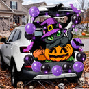 JOYIN Black Cat Trunk-or-Treat Car Decoration Kit for SUV – Halloween Set with Glowing Pumpkin & Bats
