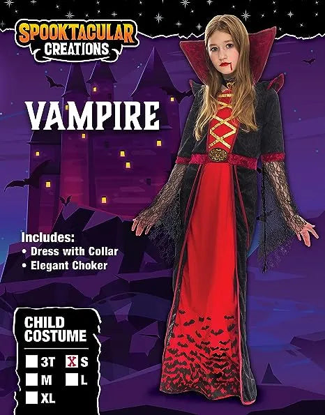 Child Girl Royal Vampire Costume-XXL