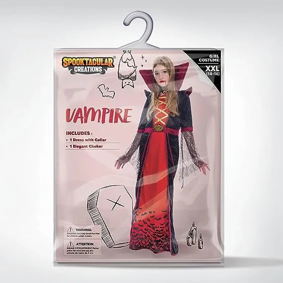 Child Girl Royal Vampire Costume-XXL