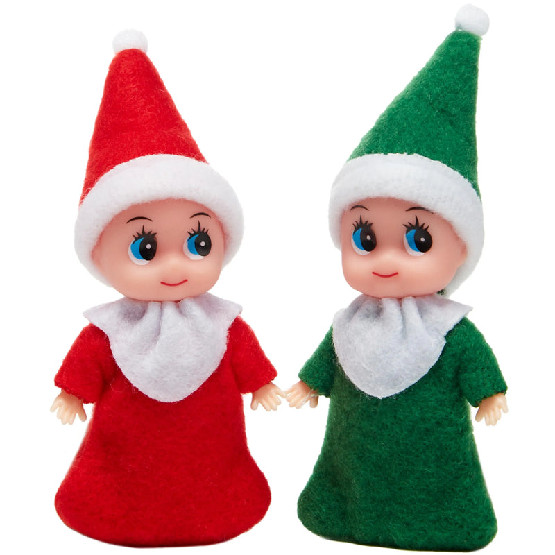 Christmas 2Pcs Tiny Elf Doll Christmas with 1 red and 1 Green elf Doll