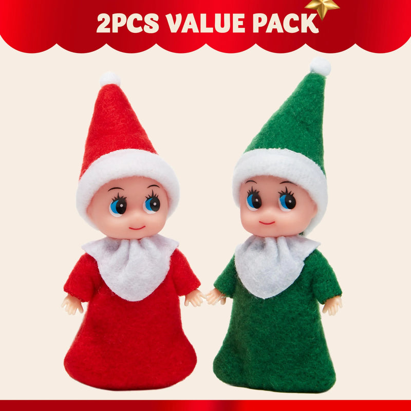 Christmas 2Pcs Tiny Elf Doll Christmas with 1 red and 1 Green elf Doll