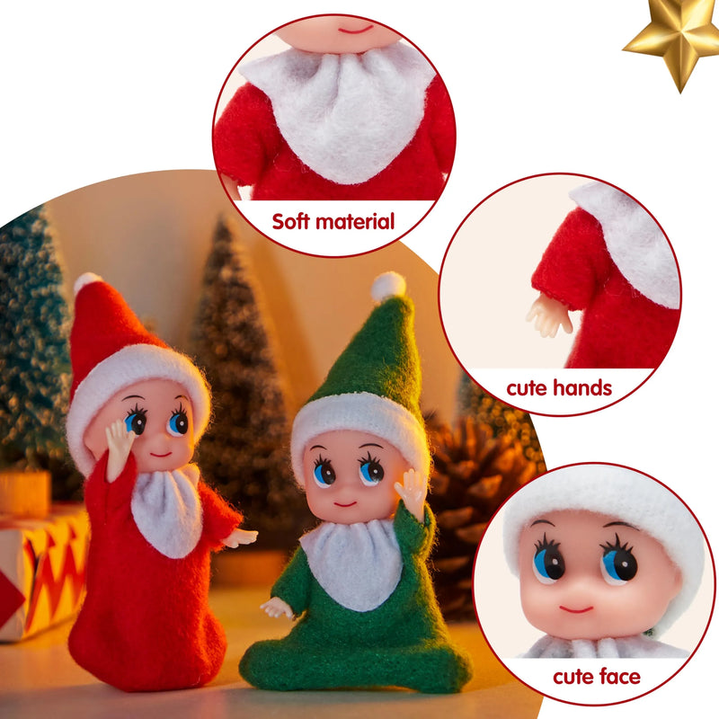 Christmas 2Pcs Tiny Elf Doll Christmas with 1 red and 1 Green elf Doll