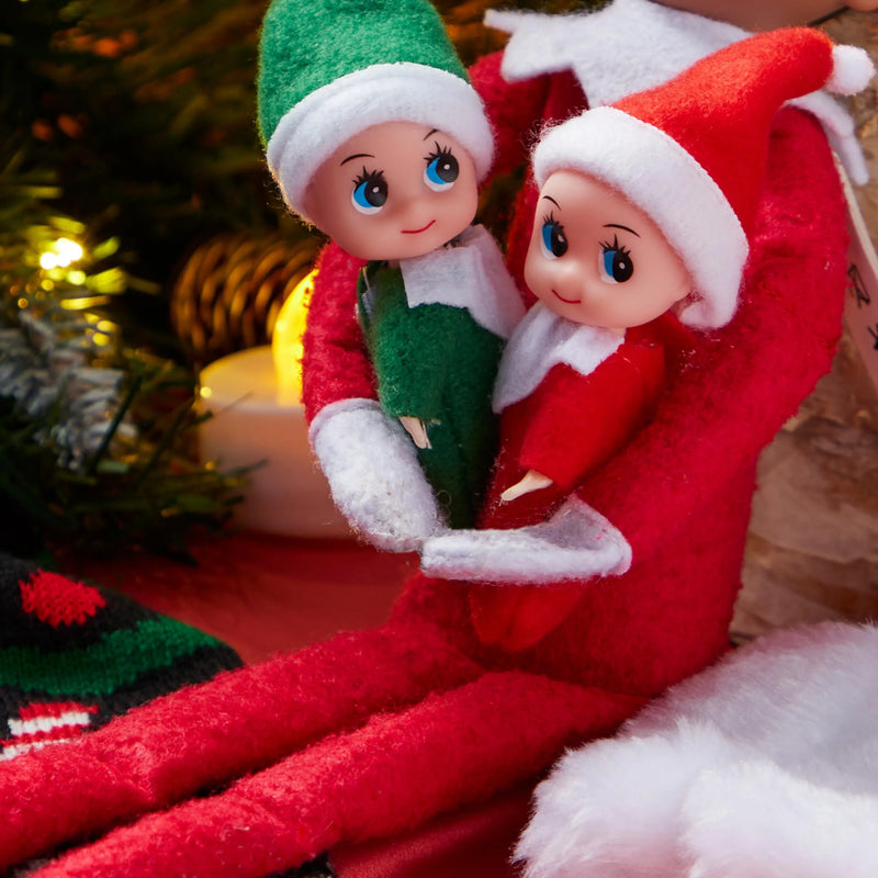 Christmas 2Pcs Tiny Elf Doll Christmas with 1 red and 1 Green elf Doll