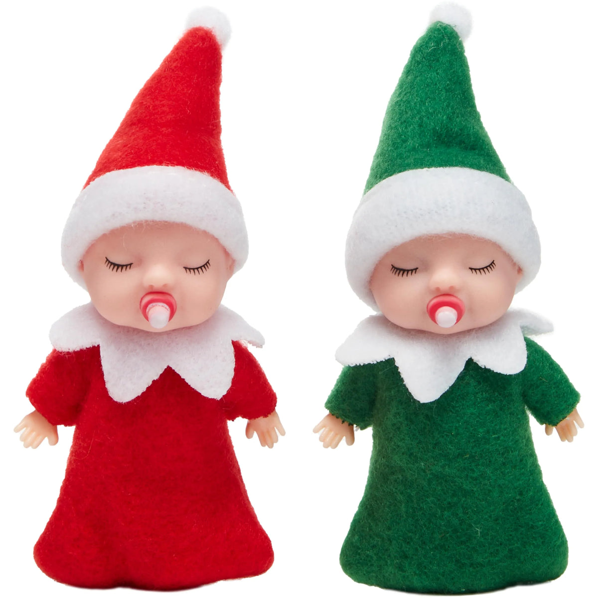 Christmas 2Pcs Tiny Elf Doll with red and Green elf Doll with Teat