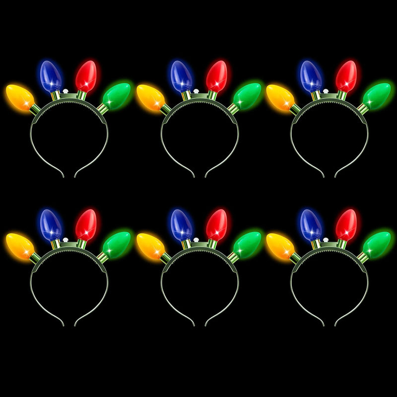 Christmas 9 Packs LED Light Up Bulb Headband with 4 Colorful Bulbs