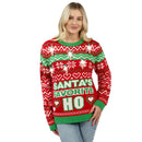 Christmas Funny Santa Pullover Long Sleeve Ugly Sweater with Candy Cane Light Bulbs
