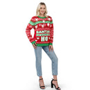 Christmas Funny Santa Pullover Long Sleeve Ugly Sweater with Candy Cane Light Bulbs