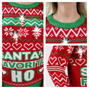 Christmas Funny Santa Pullover Long Sleeve Ugly Sweater with Candy Cane Light Bulbs