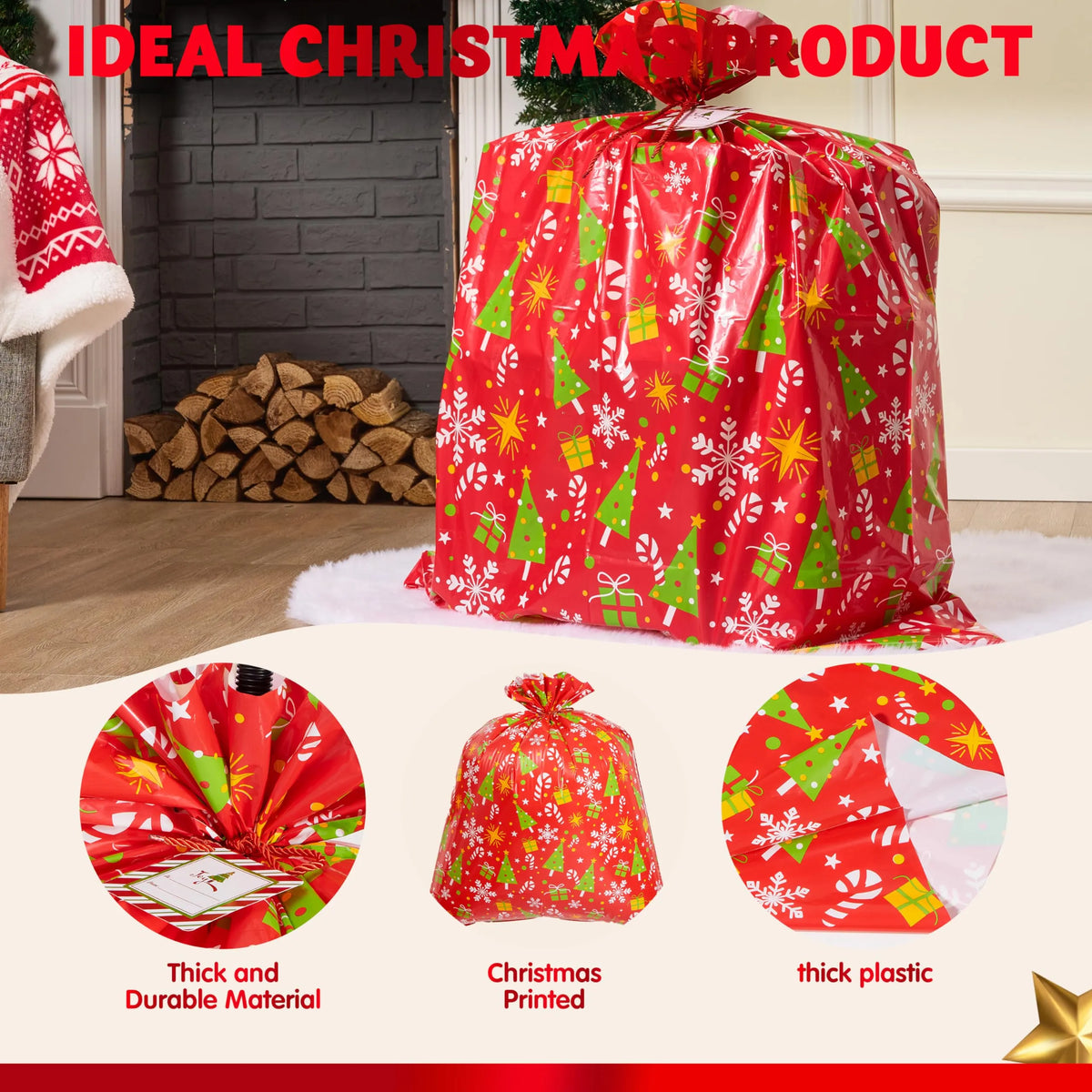 Christmas Gift Bag 56 x36 Oversized Gift Wrapping Plastic Bag