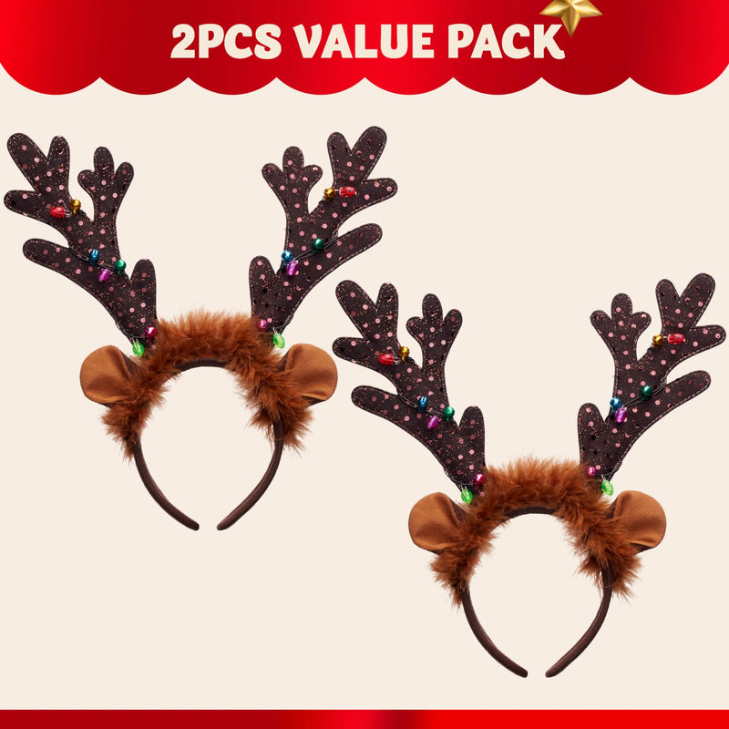 Christmas Light Up Cute reindeer headband Adult Kids Xmas Accessories