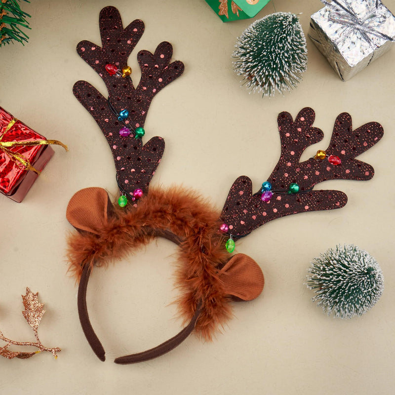 Christmas Light Up Cute reindeer headband Adult Kids Xmas Accessories