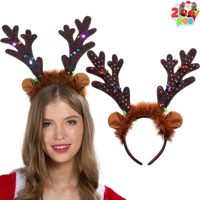 Christmas Light Up Cute reindeer headband Adult Kids Xmas Accessories