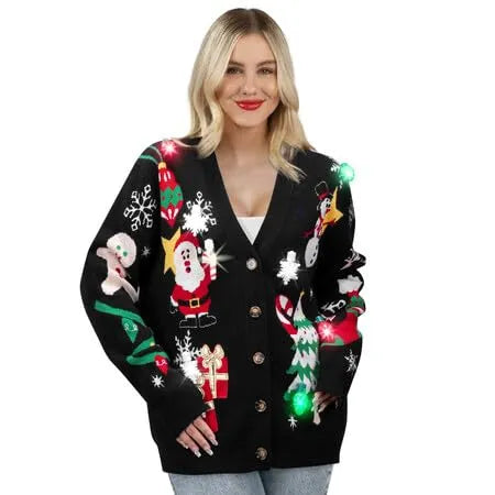 Christmas Light Up Rudolph Reindeer Jumper Women's Ugly Sweater