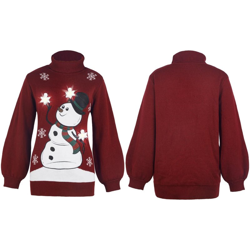 christmas ugly sweater dress Christmas Ugly Sweater Dress, 3D Snowman Women Turtleneck Loose Sweate