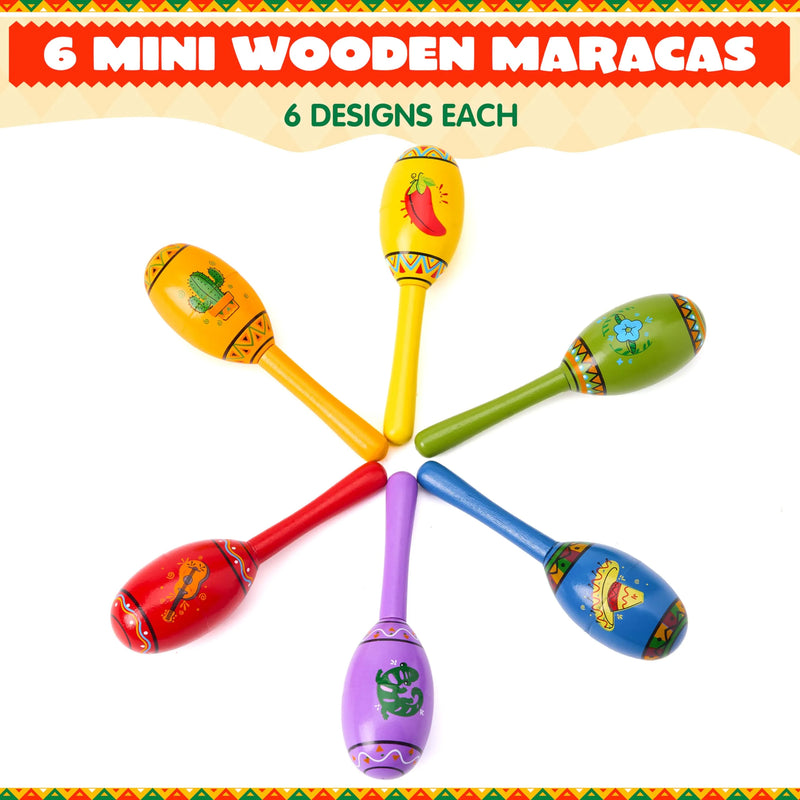 Cinco De Mayo 6 Pcs Mini Wooden Maracas for Kids