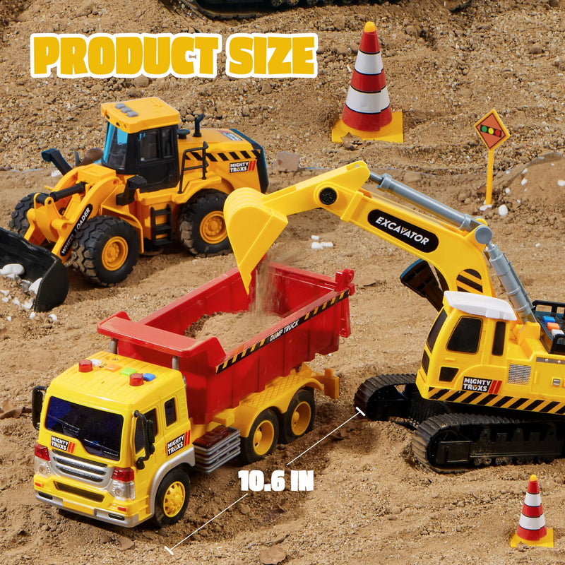 Construction Site Play Set with Excavator, Dump Truck and Loader