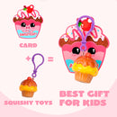 28Pcs Dessert Squishy Toys Keychains with Kids Valentines Cards