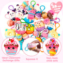 28Pcs Dessert Squishy Toys Keychains with Kids Valentines Cards