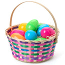 Easter Colorful Round Bamboo Woven Goodie Basket with Folding Handle