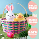 Easter Colorful Round Bamboo Woven Goodie Basket with Folding Handle