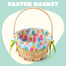 Easter Wooden Basket with Liner, Portable Wood Buckets with Folding Handle