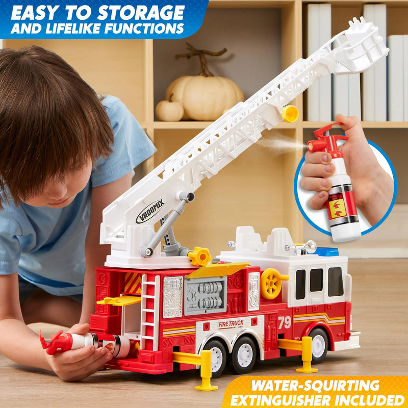 Extra Large Size Fire Truck Toys for Boys with 33-inch Ladder Gift For Boys 3+