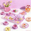Fairy Blossom Tea Party Set for Girls 3-6 Teapot Set with Cups, Plates & Carrying Case - Leak-Proof Princess Tea Time Toy