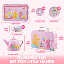 Fairy Blossom Tea Party Set for Girls 3-6 Teapot Set with Cups, Plates & Carrying Case - Leak-Proof Princess Tea Time Toy