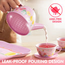 Fairy Blossom Tea Party Set for Girls 3-6 Teapot Set with Cups, Plates & Carrying Case - Leak-Proof Princess Tea Time Toy