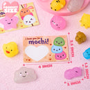 28Pcs Kawaii Glitter Mochi Squishy Toy with Valentines Day Cards for Kids-Classroom Exchange Gifts