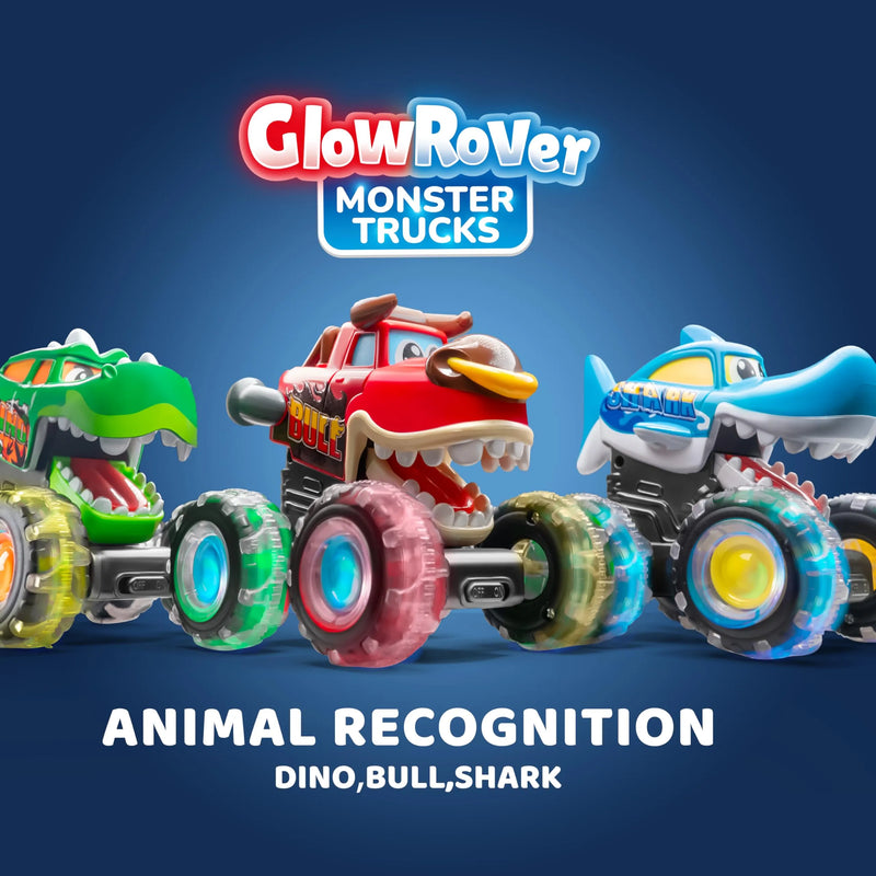 Glow Rover 3 Pack Monster Truck Toy Light Up Cars for Toddlers
