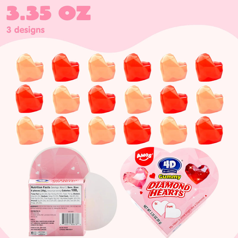 Gummy Hearts 3.35OZ, Valentine’s Day Soft and Chewy Fruit Snacks Tiny Candy