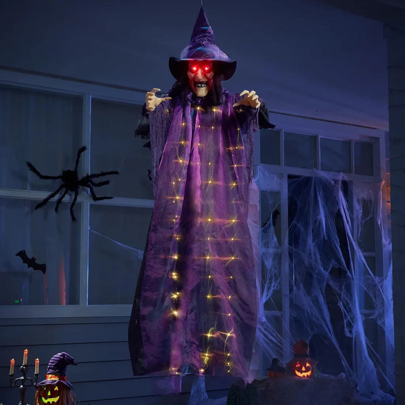 JOYIN 72" Halloween Animated Haning Witch with Light-up esys and Glowing Body