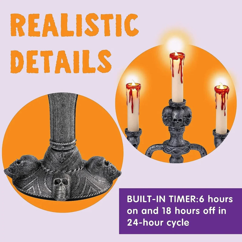 LED Halloween Candelabra Candles with 6-Hour Timer