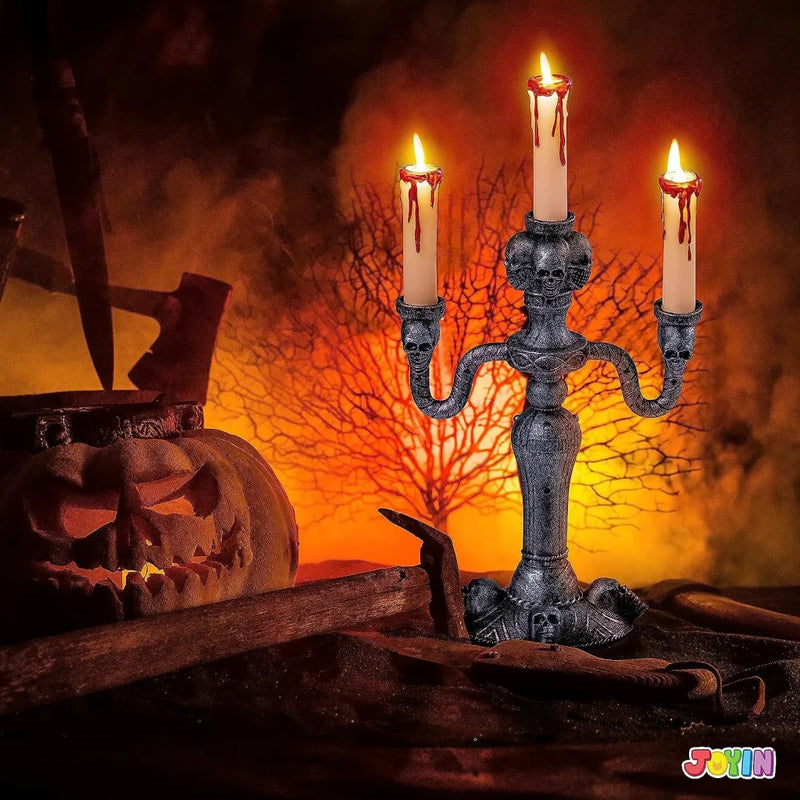 LED Halloween Candelabra Candles with 6-Hour Timer