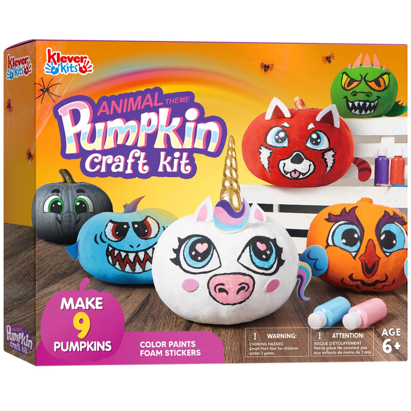 Halloween 3D Pumpkin Decorating Kit, Pumpkin Coloring Craft Kit with 10 Animal Designs
