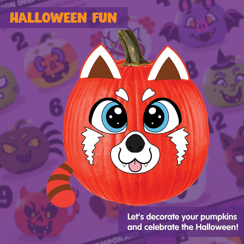 Halloween 3D Pumpkin Decorating Kit, Pumpkin Coloring Craft Kit with 10 Animal Designs
