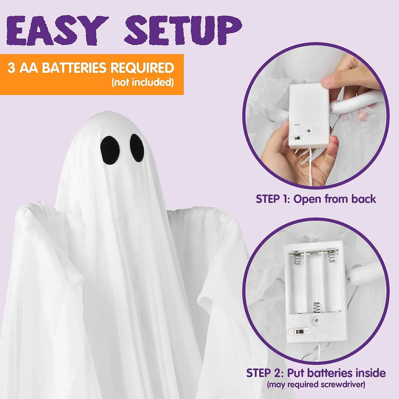 Halloween  47in Hanging Spooky White LED Light Ghost
