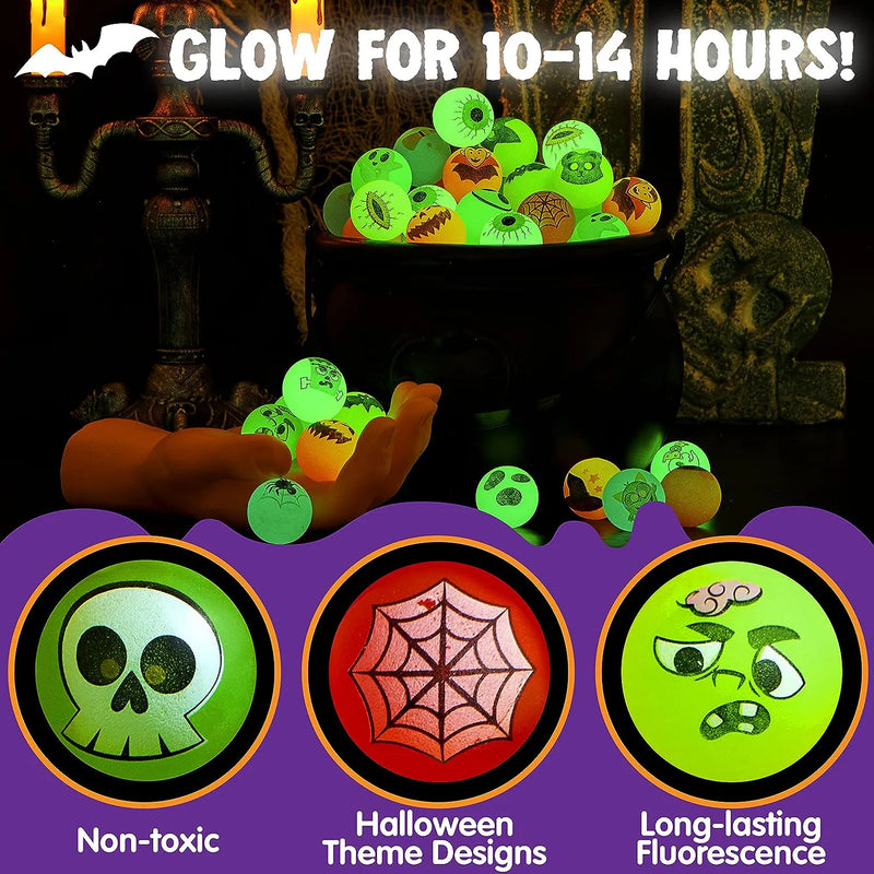 Halloween Character Glow in The Dark Bouncy Balls, 144 Pcs