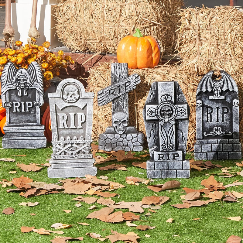 17” Halloween Foam RIP Graveyard Tombstones (5 Pack)