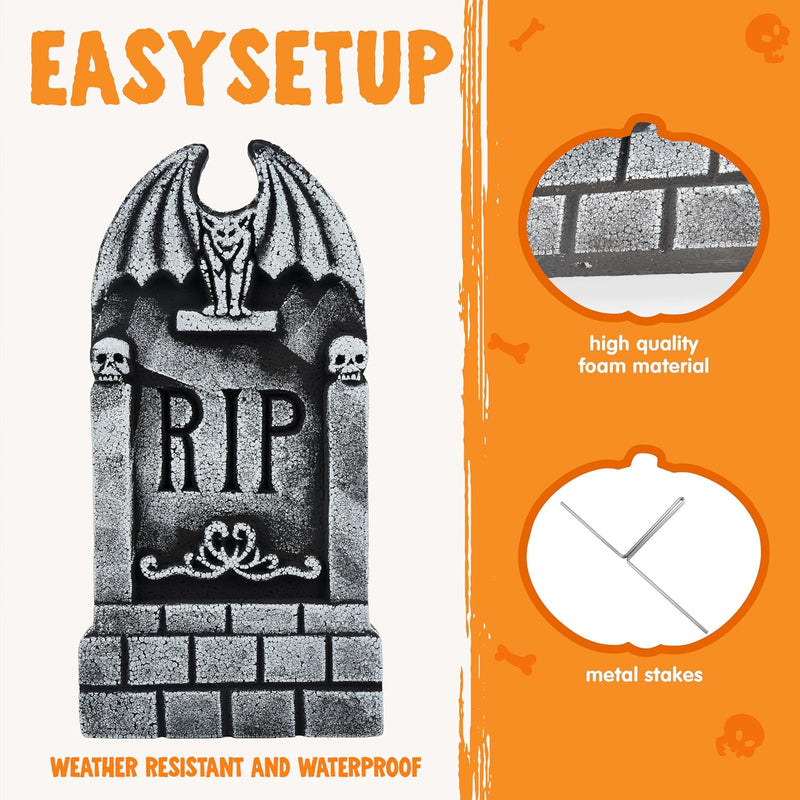 17” Halloween Foam RIP Graveyard Tombstones (5 Pack)