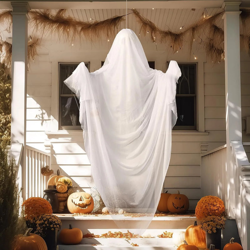 63in Halloween Light-up Hanging Ghost Blue Glowing Body