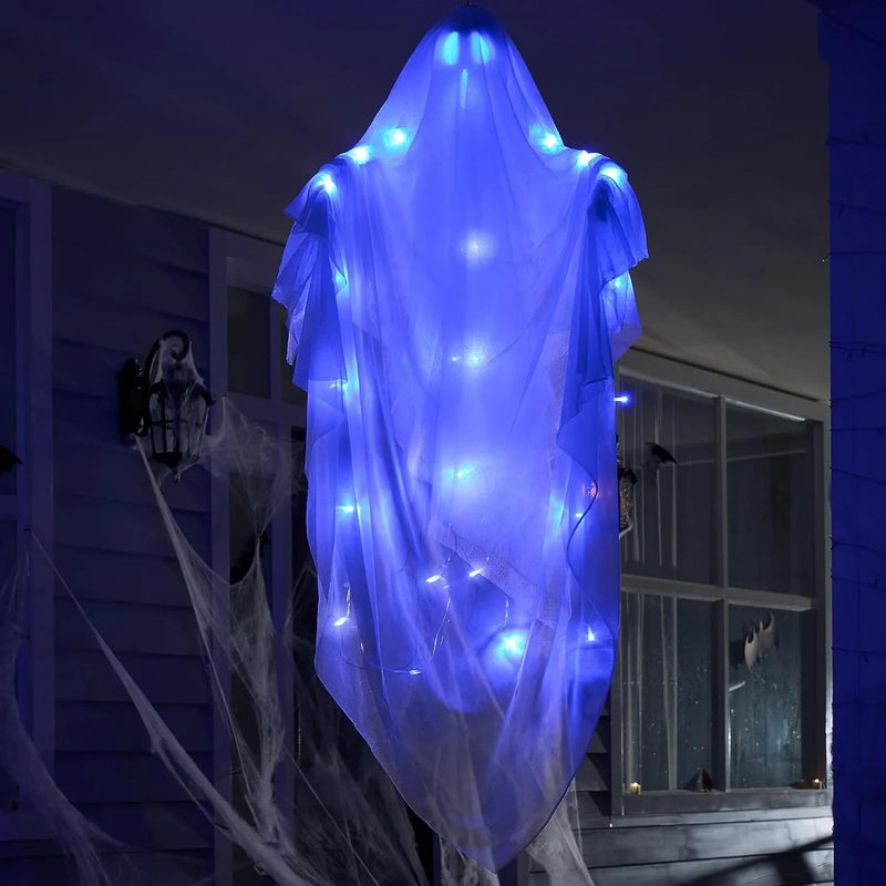 63in Halloween Light-up Hanging Ghost Blue Glowing Body