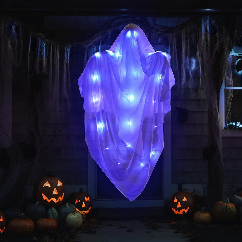 63in Halloween Light-up Hanging Ghost Blue Glowing Body