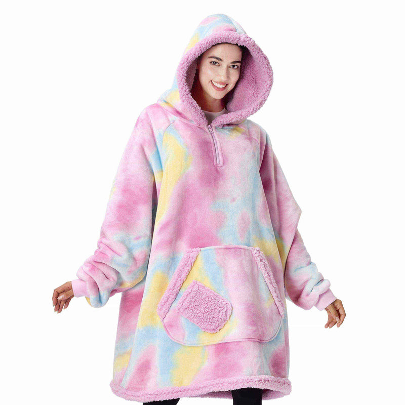 Adult Sherpa Wearable Blanket-Cotton Candy Tie Dye