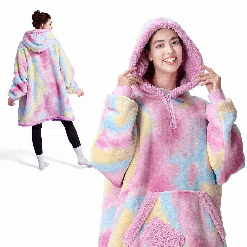 Adult Sherpa Wearable Blanket-Cotton Candy Tie Dye