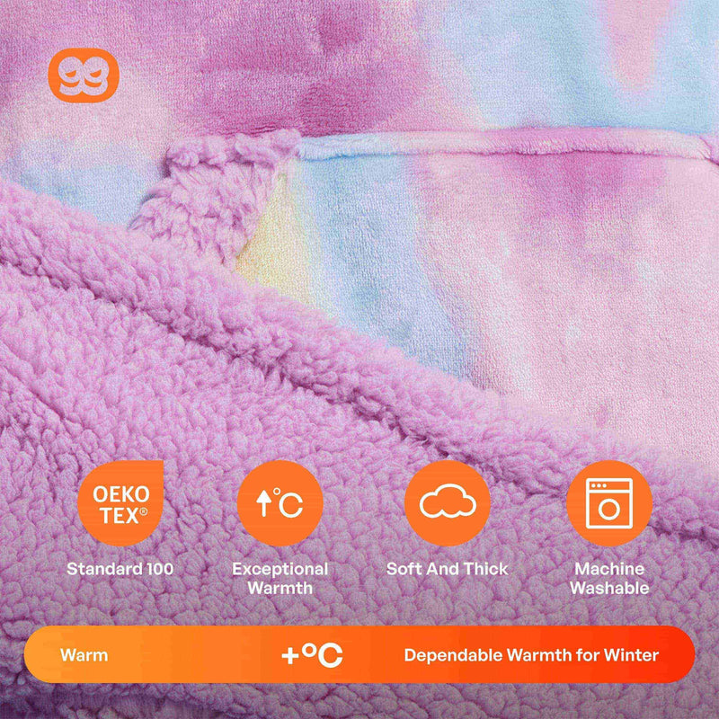 Adult Sherpa Wearable Blanket-Cotton Candy Tie Dye