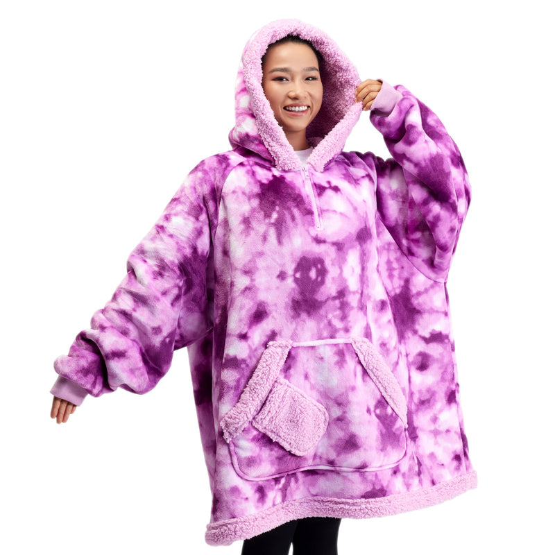 Adult Sherpa Wearable Blanket-Purple Tie Dye